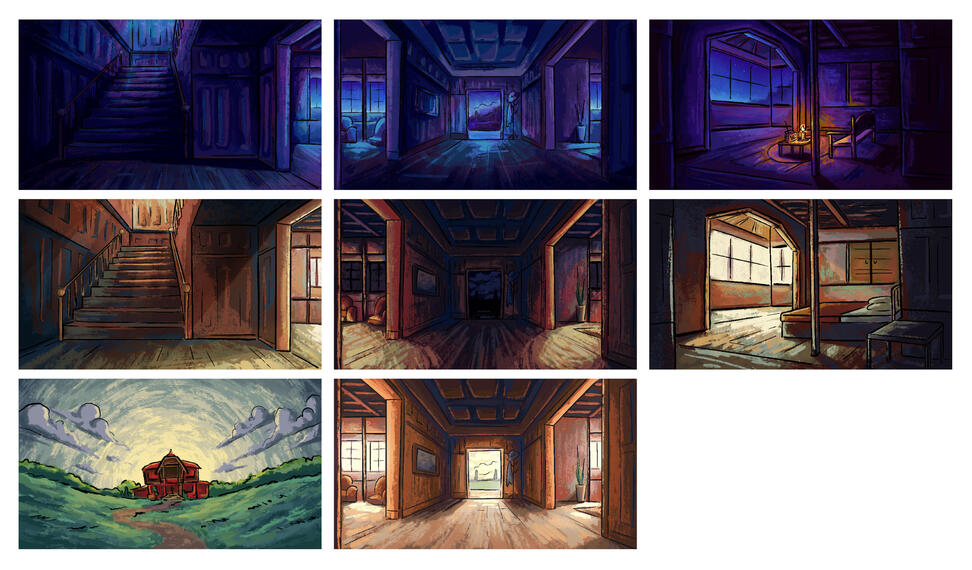 Background concept designs for animation project